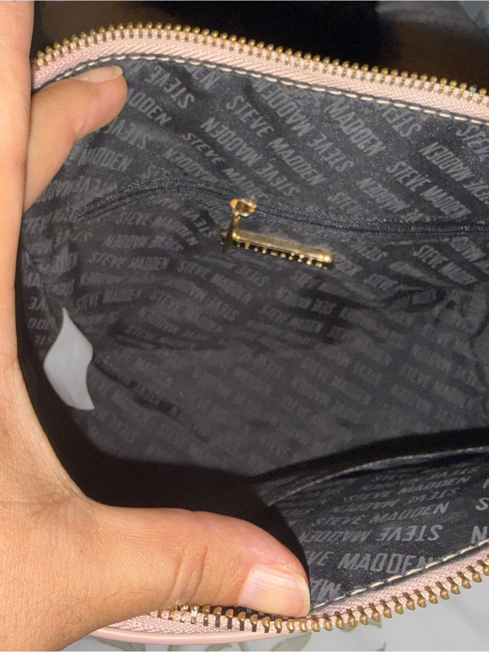 Steve Madden Light Pink Wristlet Clutch with Gold Logo